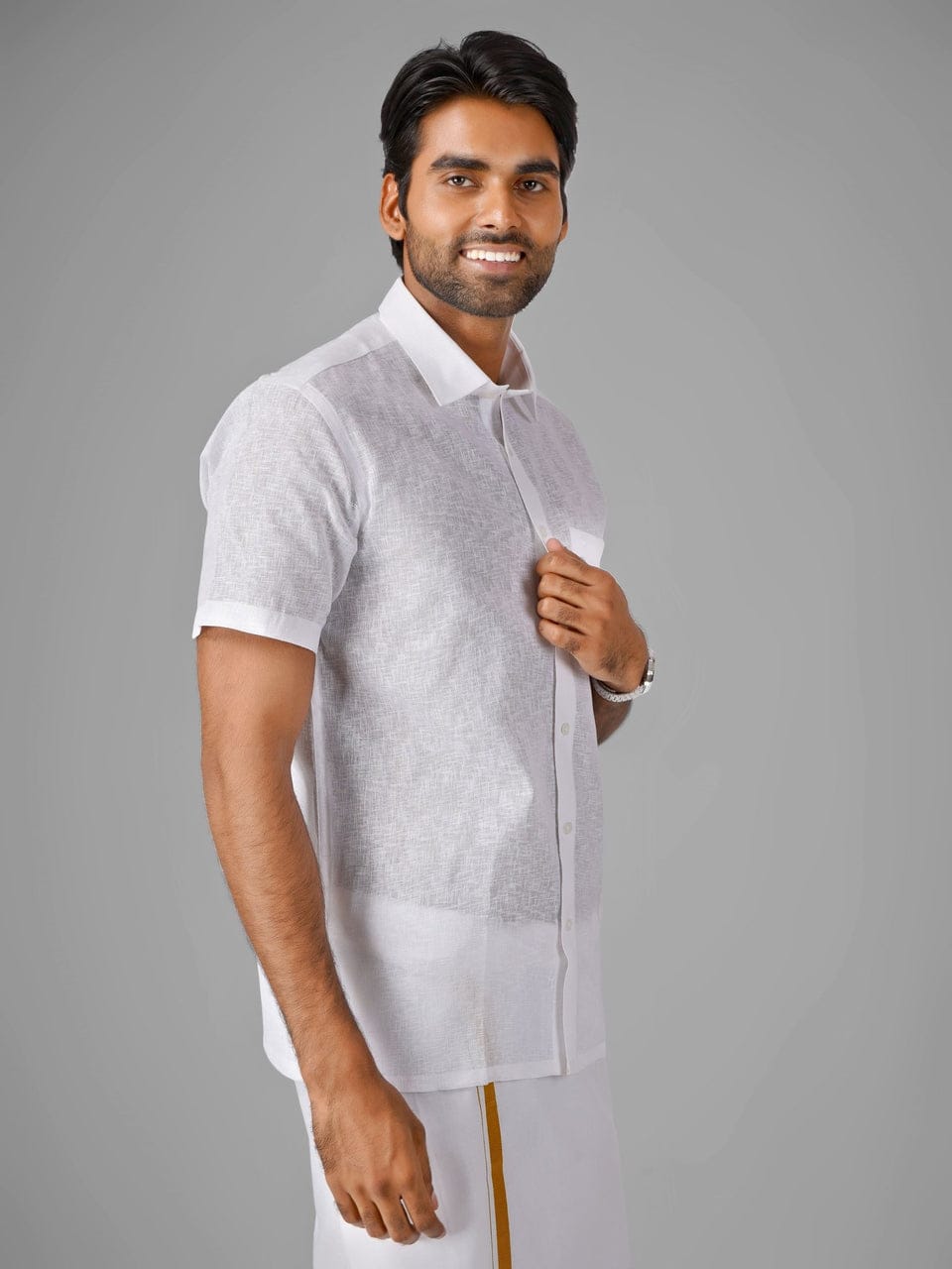 Veeram Premium White Cotton and Linen Shirts | Azhagan Shirts
