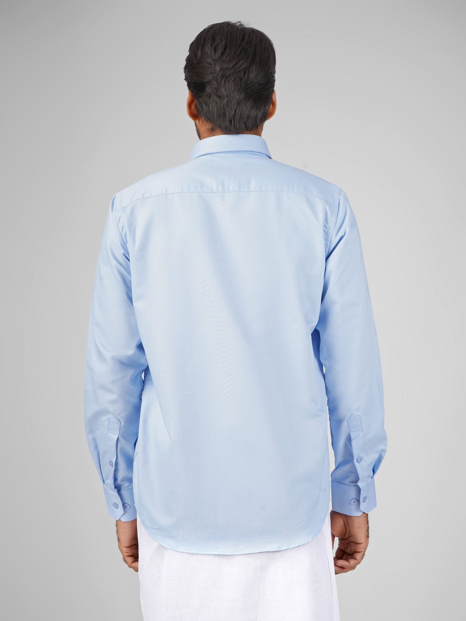sky blue cotton shirt and dhoti set