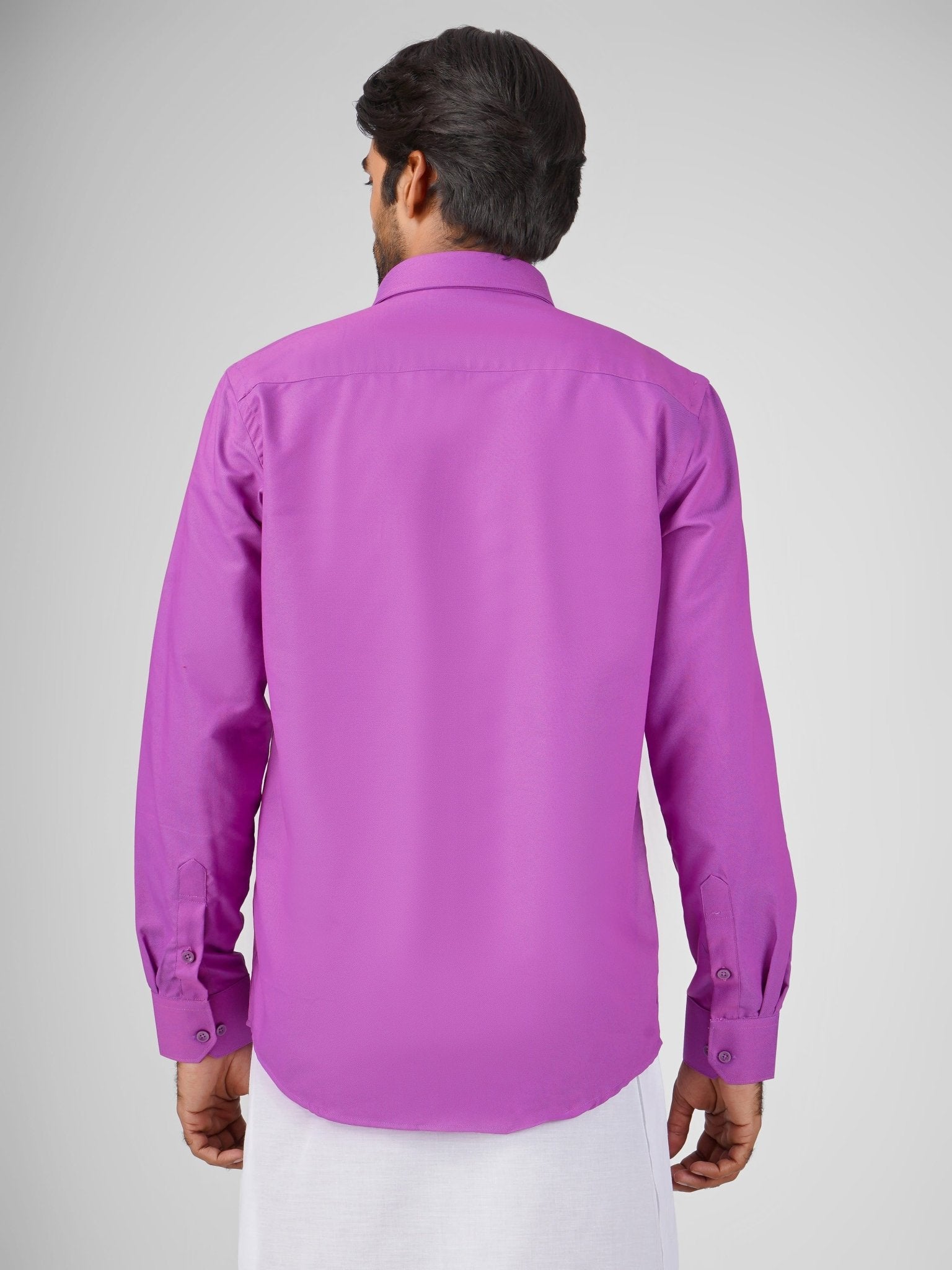 Men's purple cotton dhoti set for reception