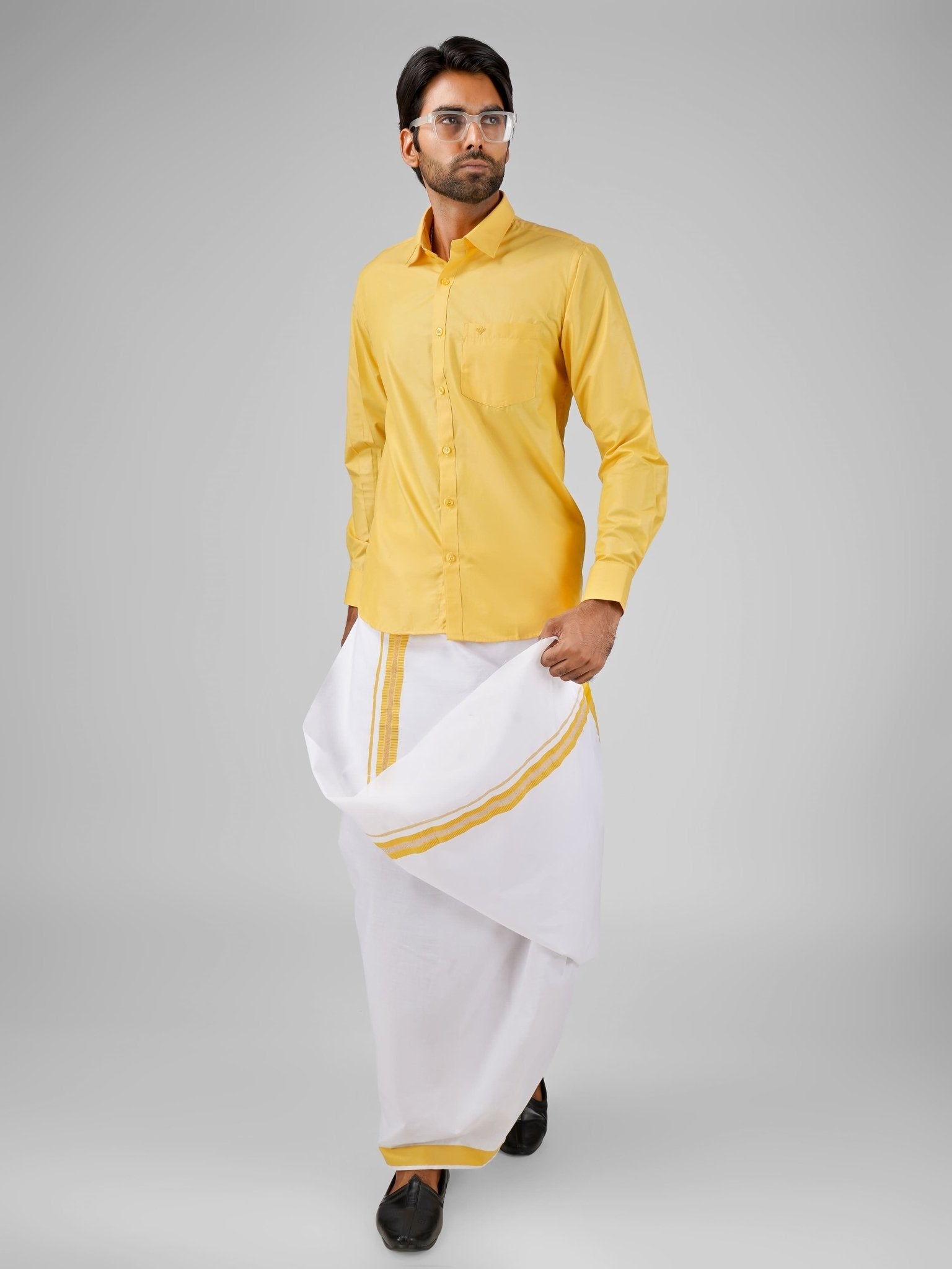 Men's sandal colour blended cotton shirt dhoti set