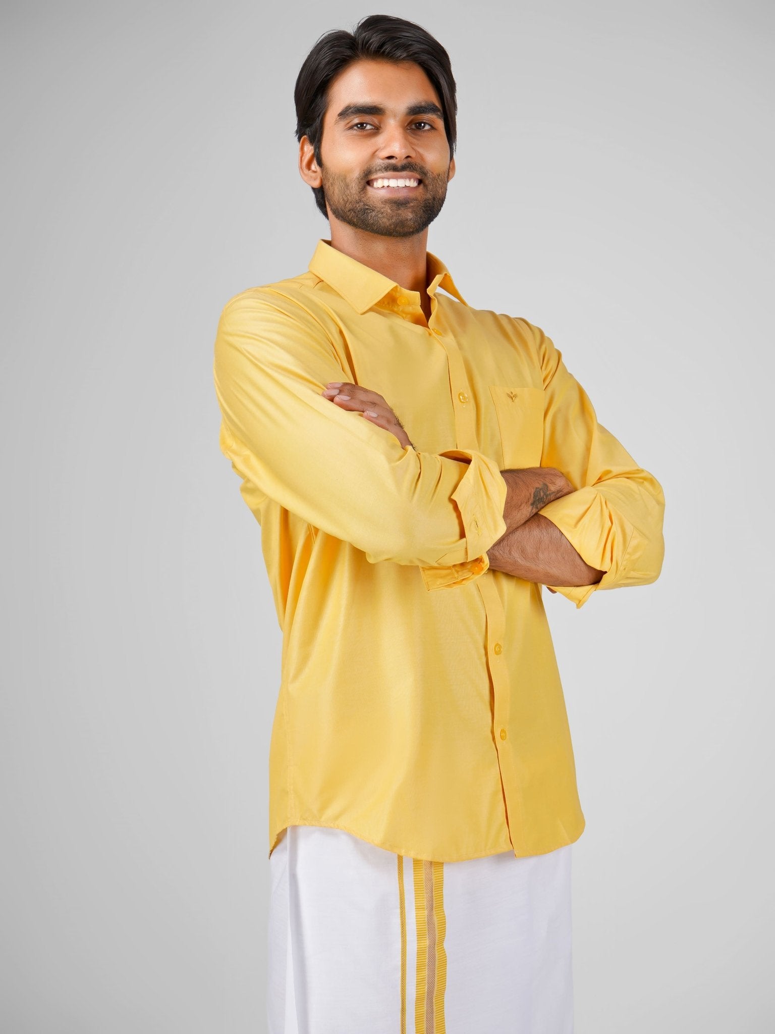 Men's sandal colour blended cotton shirt dhoti set