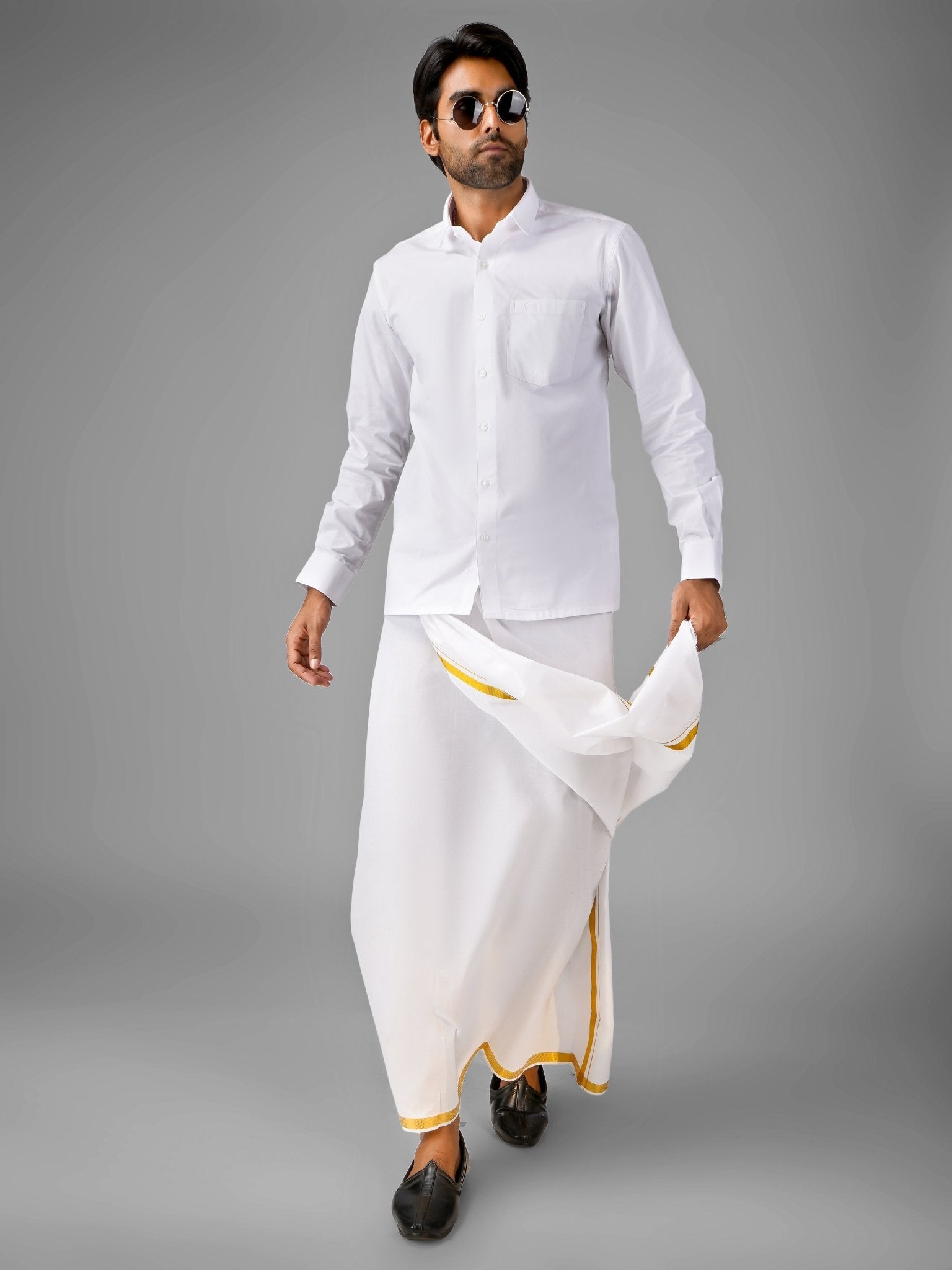 100% Premium Cotton Shirt Dhoti Set - Azhaganshirts