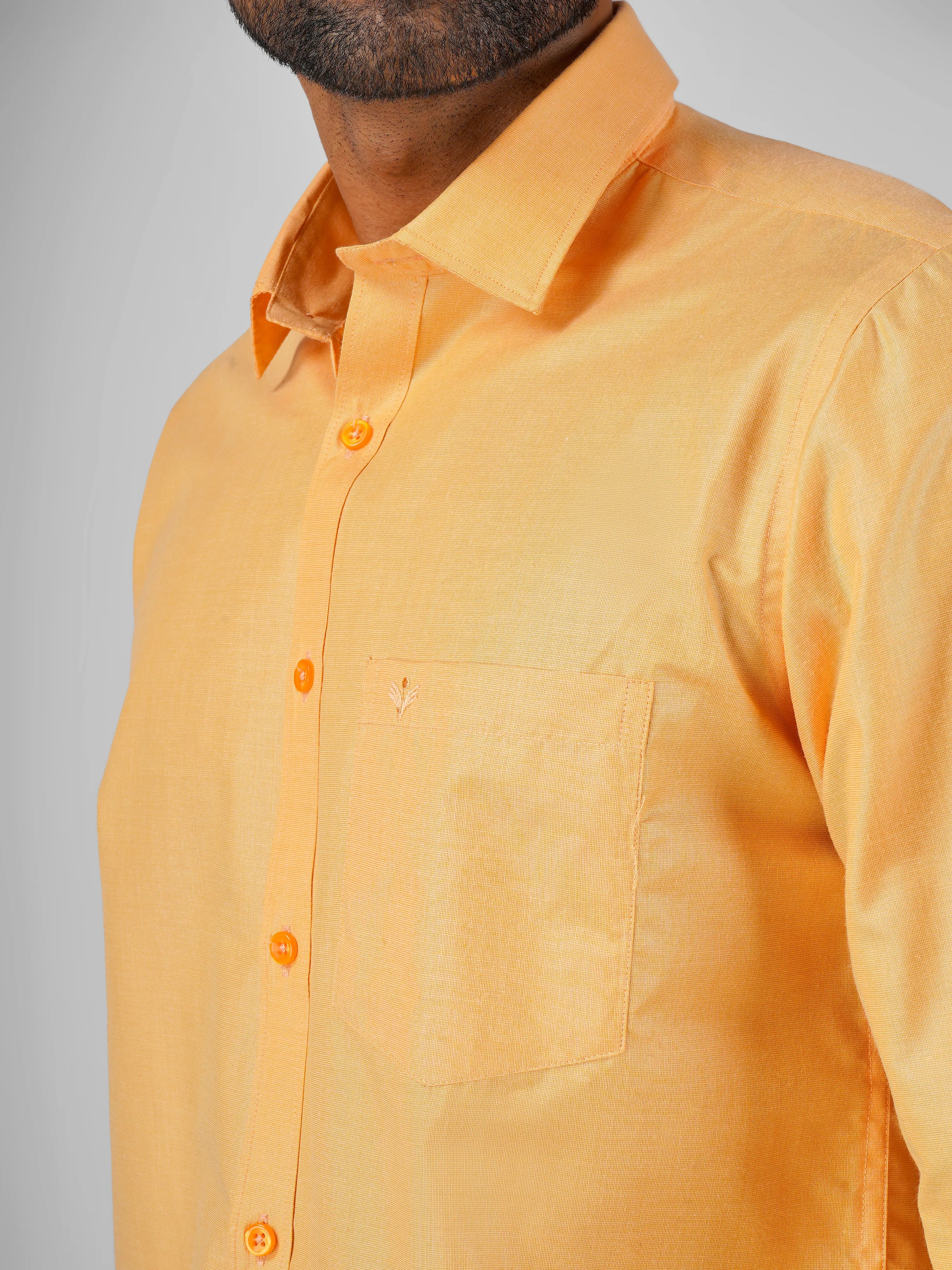 Warm Light Peach Oxford Cotton Shirt