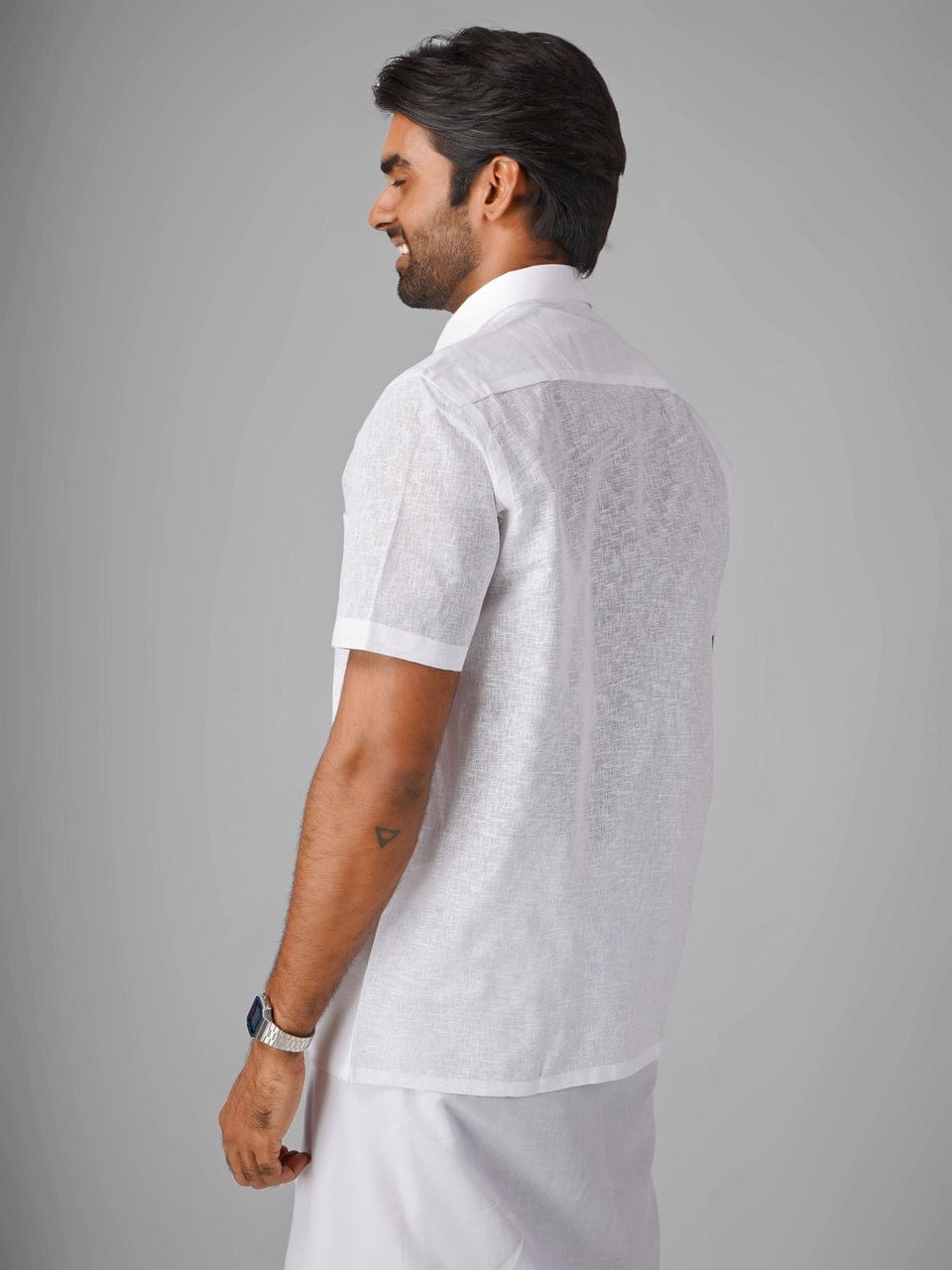 Comfortable Men’s Linen Cotton Shirt and Dhoti Set