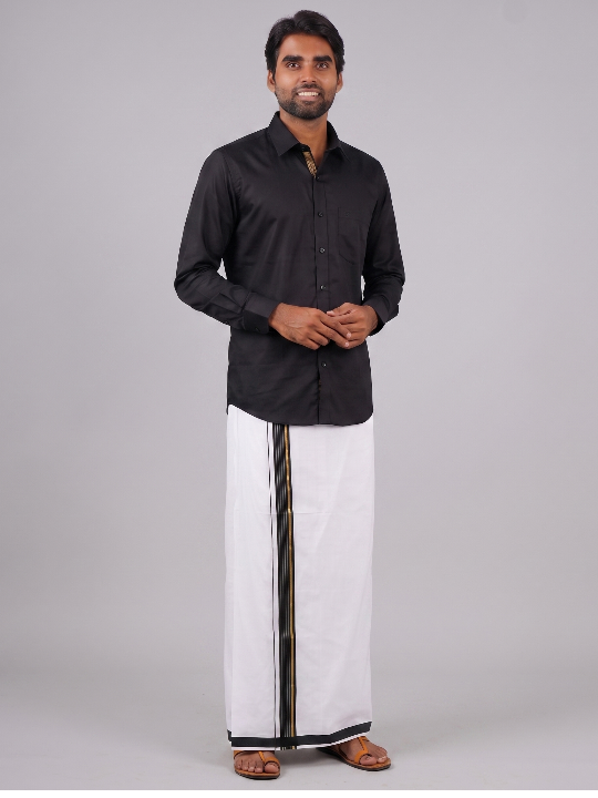 Black Solid Cotton Formal Shirt