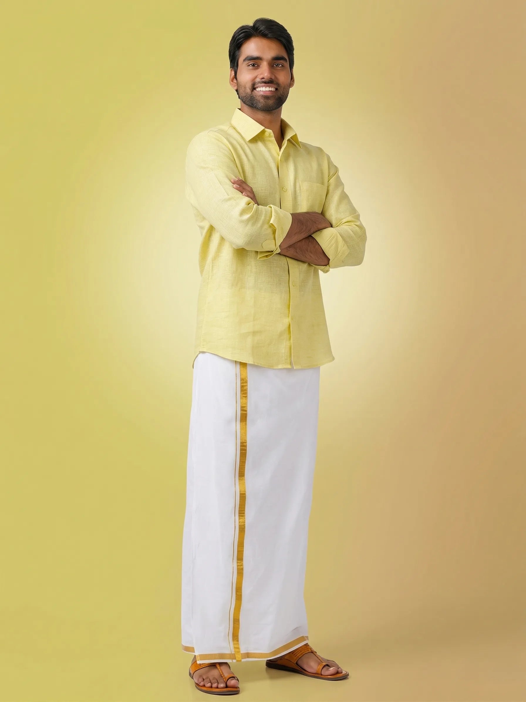 Light Yellow Solid Cotton Formal Shirt