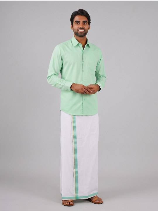 Mint Green Solid Cotton Formal Shirt