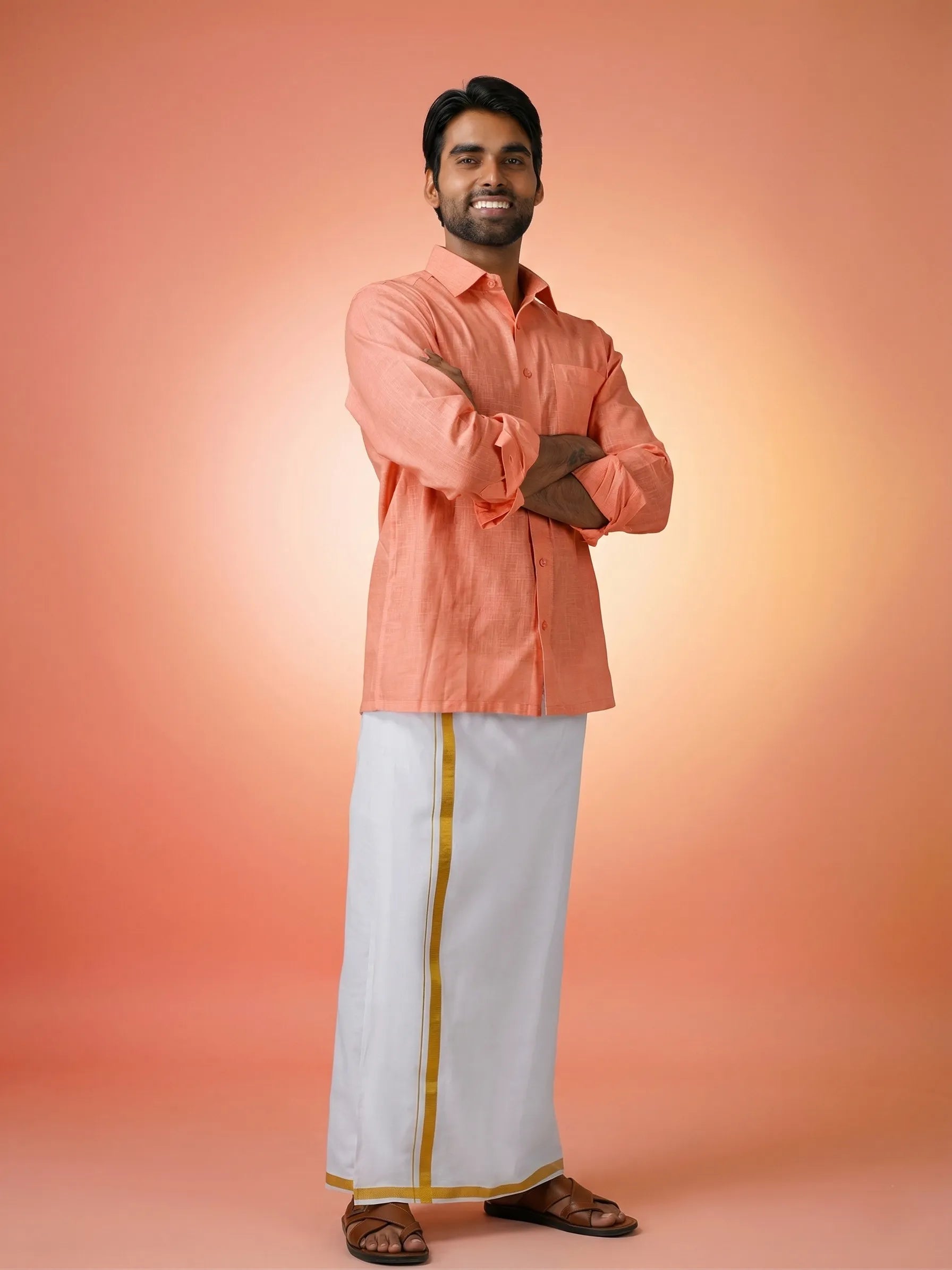 Muskmelon Solid Cotton Formal Shirt