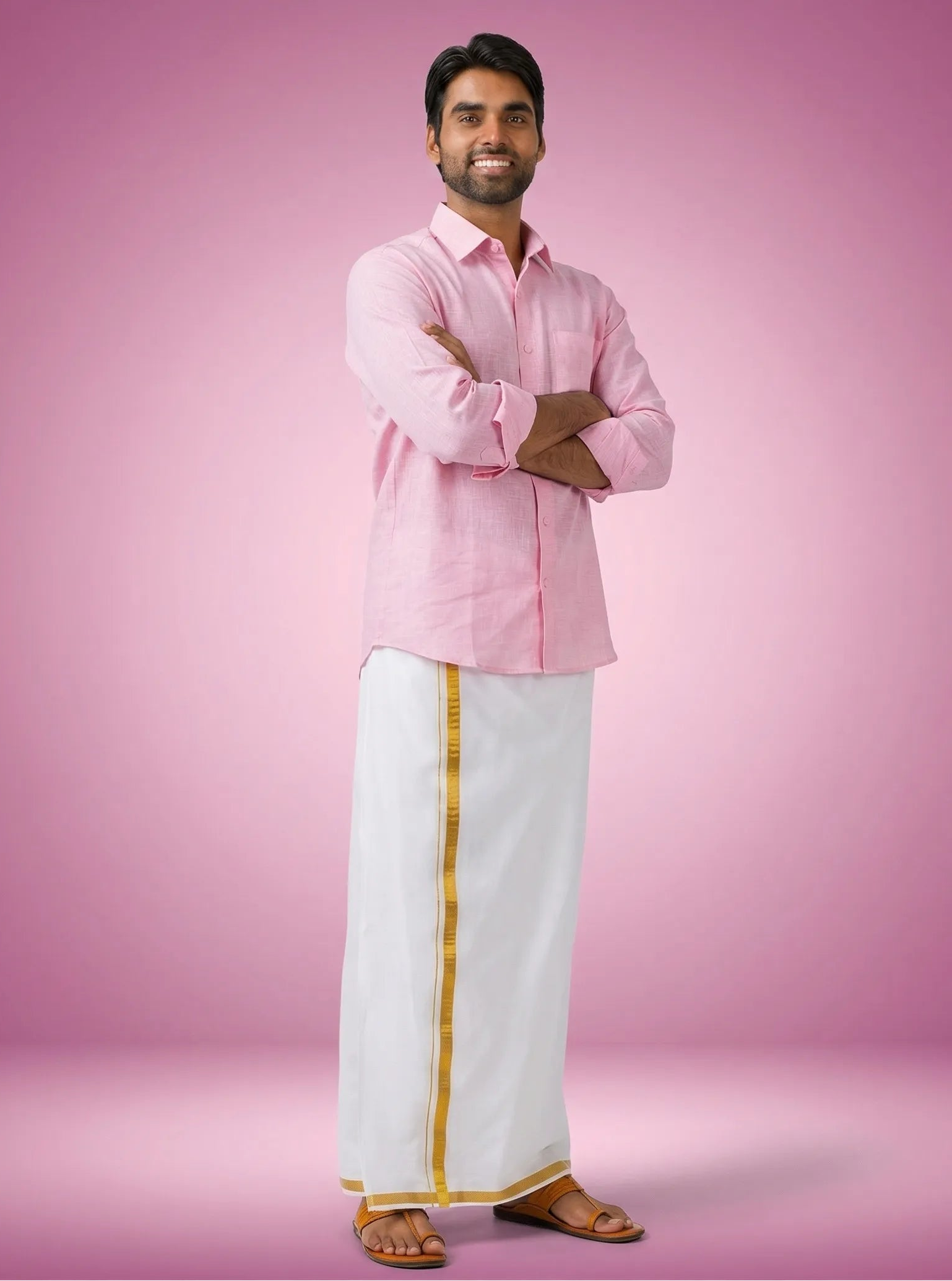 Pink Solid Cotton Formal Shirt
