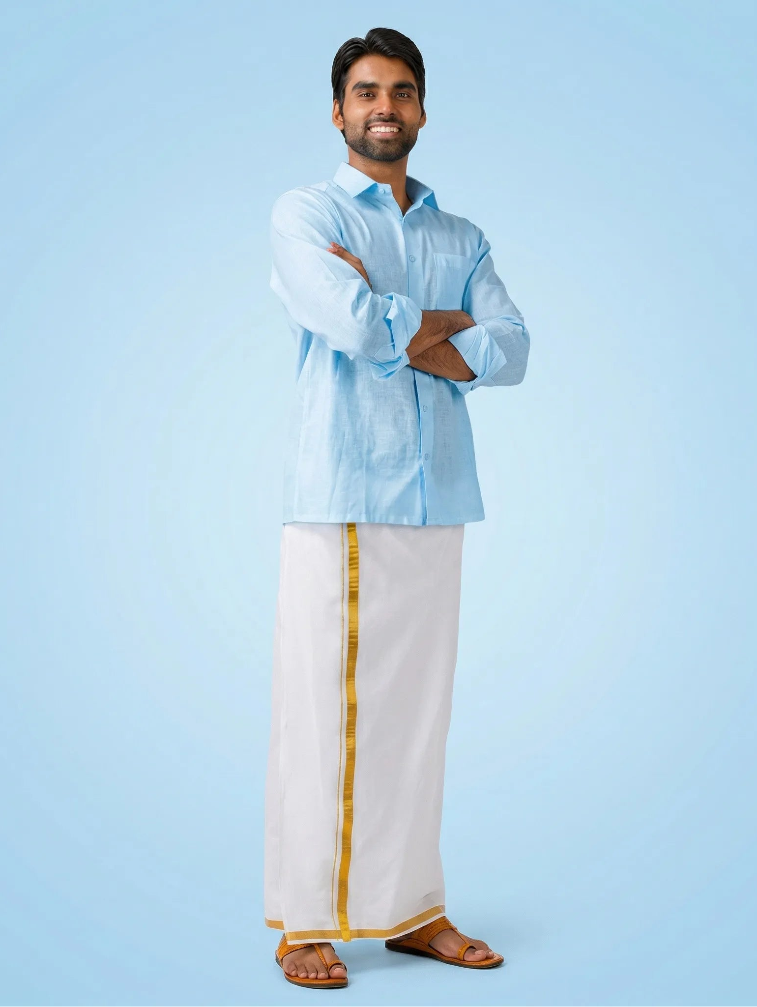 Sky Blue Solid Cotton Formal Shirt